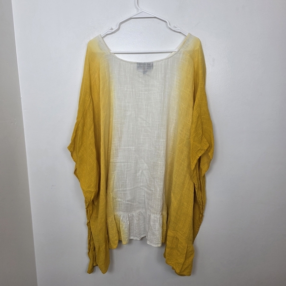 Lane Bryant Yellow White Ombre Oversized Flowy Boho Beachy Shirt Size 22/24 - Picture 4 of 6